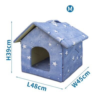 PET HOUSE（GLOW REFLECTIVE VELVET）BLUE L48*W45*H39CM (M)