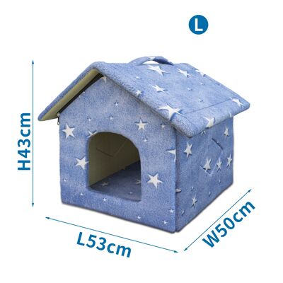 PET HOUSE（GLOW REFLECTIVE VELVET）BLUE L53*W50*H43CM (L)