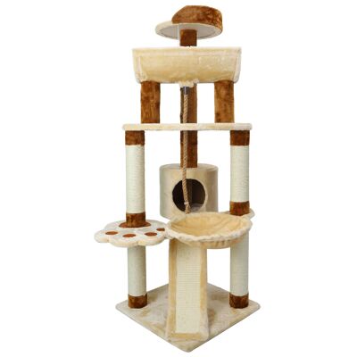 CAT TREE L49*W49*H145CM COFFEE&BEIGE