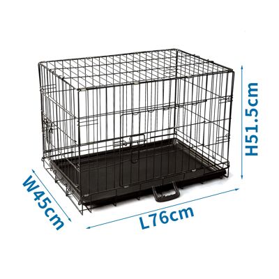 METAL WIRE DOG CAGE L76*W45*H51.5CM BLACK