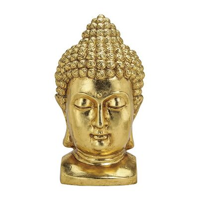 Buddhakopf in gold aus Magnesia, B27x T25 x H47 cm