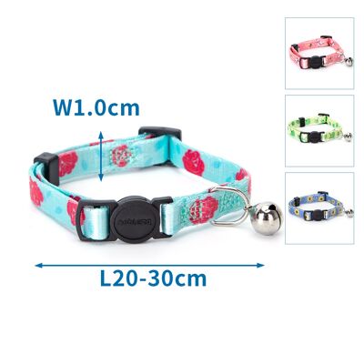 CAT COLLAR W1.0*L20-30CM PINK/LIGHT BLUE/GREEN/DARK BLUE