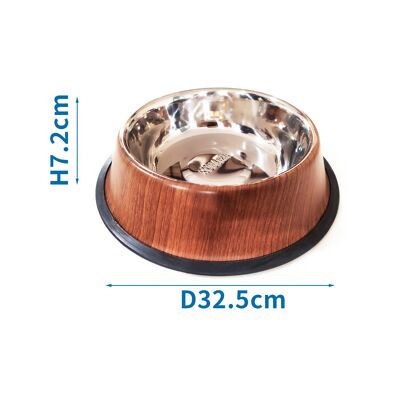 ANTI  SKID BOWL WOODEN FINISH D32.5*H7.2CM BROWN