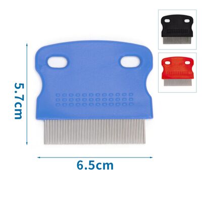 FLEA COMB WITH TWO HOLES L6.5*W5.7CM RED,BLACK,BLUE