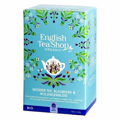 English Tea Shop - Tè bianco, mirtillo e fiori di sambuco, BIOLOGICO, 20 bustine di tè