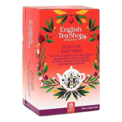 English Tea Shop - For Busy Bees Tee-Kollektion, BIO, 20 Teebeutel, 5 Sorten