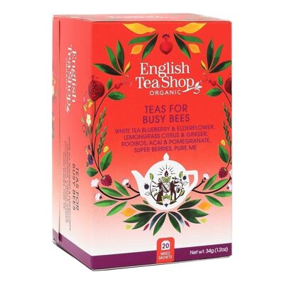 English Tea Shop - For Busy Bees Tea Collection, ORGANIC, 20 tea bags, 5 varieties