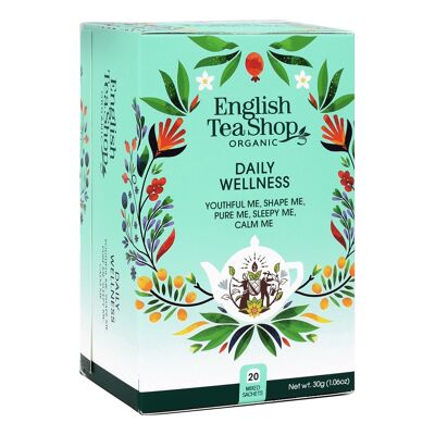 English Tea Shop - Daily Wellness Tea Collection, ORGÁNICO, 20 bolsitas de té, 5 variedades