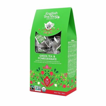 English Tea Shop - Thé Vert Grenade, bio, commerce équitable, 15 sachets pyramidaux dans une boîte en papier 3