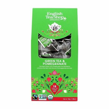 English Tea Shop - Thé Vert Grenade, bio, commerce équitable, 15 sachets pyramidaux dans une boîte en papier 4