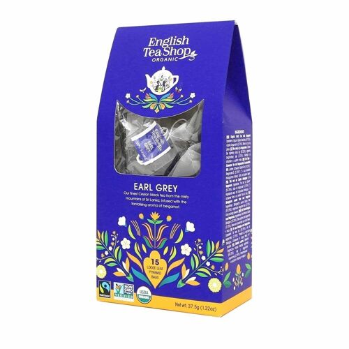 English Tea Shop - Earl Grey, BIO Fairtrade, 15 Pyramiden-Beutel in Papierbox