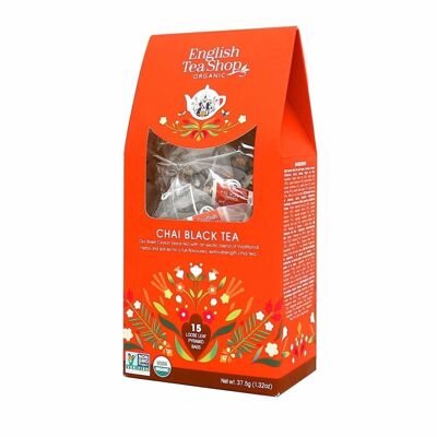 English Tea Shop - Black Tea Chai, ORGANIC, 15 pyramid bags in a paper box