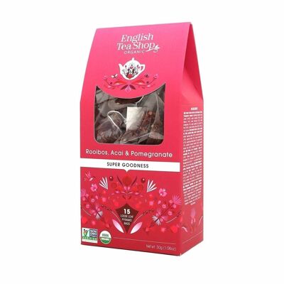 English Tea Shop - Rooibos, Acai & Pomegranate, ORGANIC, 15 pyramid bags in a paper box