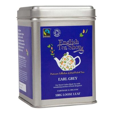 English Tea Shop - Earl Grey, commercio equo e solidale BIOLOGICO, tè sfuso, latta da 100 g