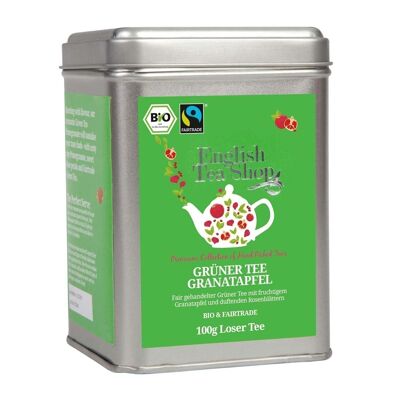 English Tea Shop - Green Tea Pomegranate, Organic Fairtrade, Loose Tea, 100g Tin