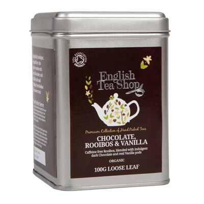 English Tea Shop - Chocolate Rooibos & Vanilla, té ecológico a granel, lata de 100 g