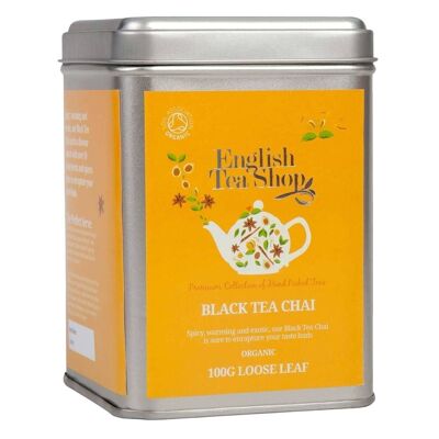 English Tea Shop - Black Tea Chai, thé biologique en vrac, boîte de 100g
