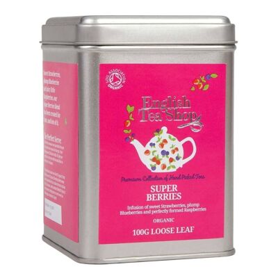 English Tea Shop - Super Berries, Tè sfuso biologico, latta da 100 g