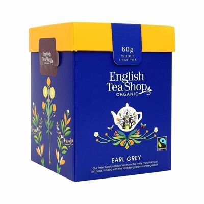 English Tea Shop - Earl Grey, ORGÁNICO Fairtrade, té suelto, caja de 80 g