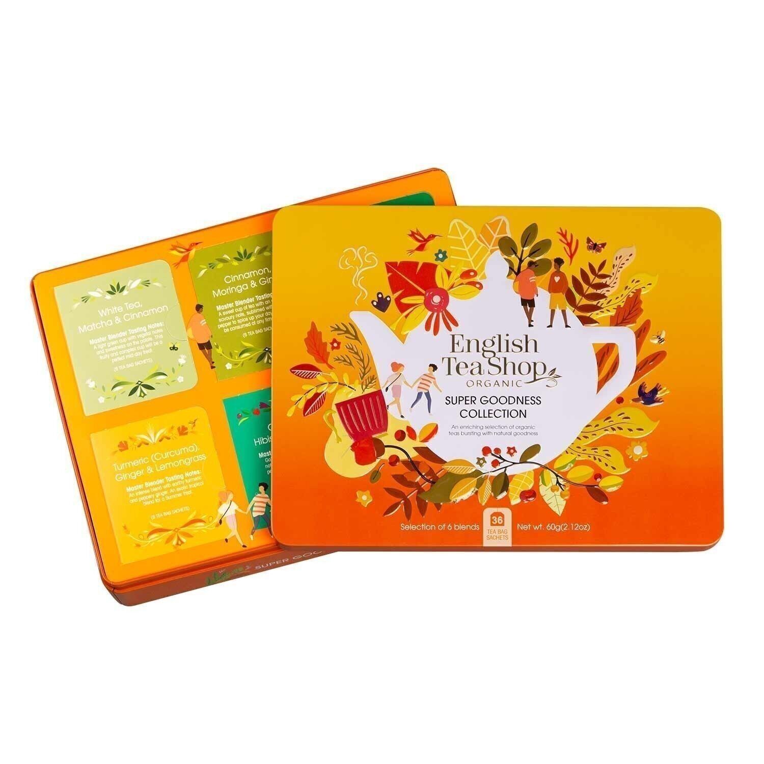 English Tea Shop - Tea collection in a noble metal box "Super Goodness", ORGANIC, 36 tea bags