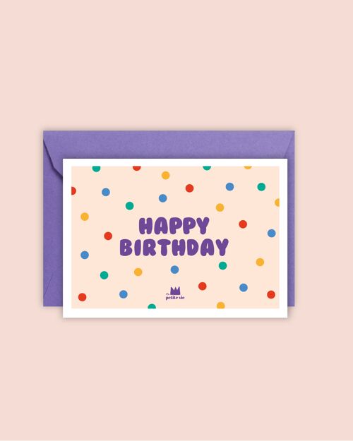 Carte anniversaire - Happy birthday petits points