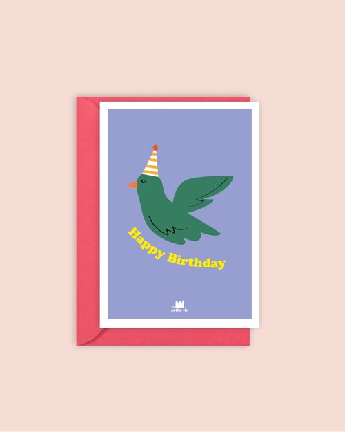Carte anniversaire - Happy birthday bird