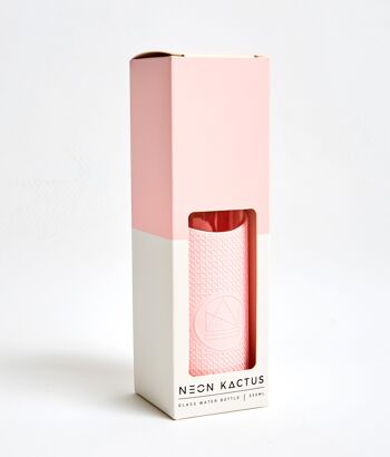 Neon Kactus - Glazen Waterfles 550ml - Roze Flamingo - Roze 2