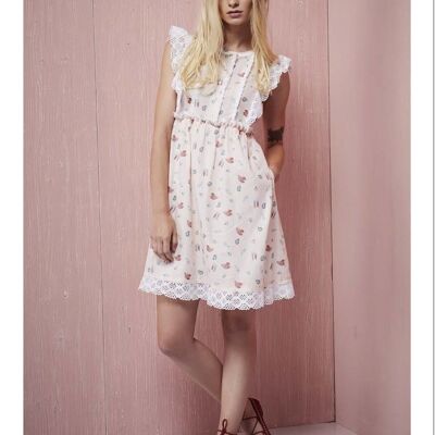Cotton dress with lace
