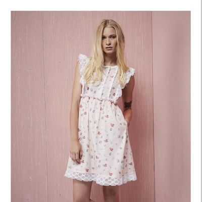 Cotton dress with lace