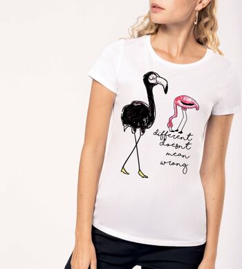 T-shirt femme flamant rose noir 2