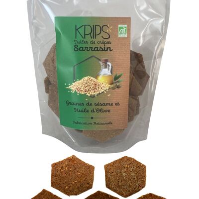 KRIPS - Tuiles de crêpes sarrasin aux graines de sésame et Huile d'olive - chips de sarrasin