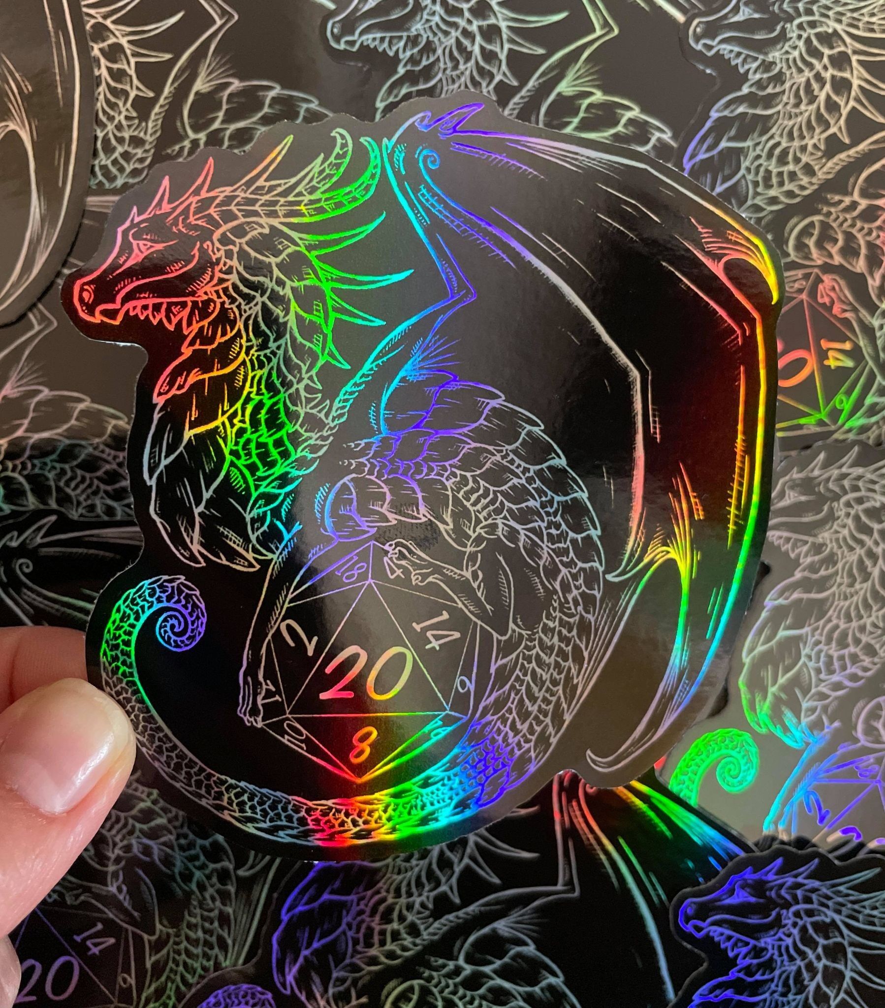 Pegatina de vinilo D20 Dragon Holo