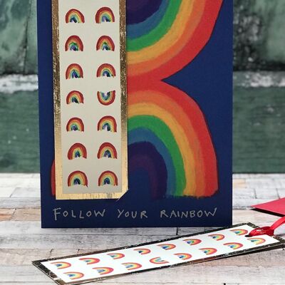 Scheda segnalibro "Segui il tuo arcobaleno".