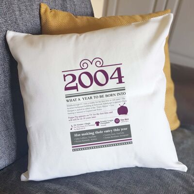 18th Birthday Gift Retro History for 2004 Cushion