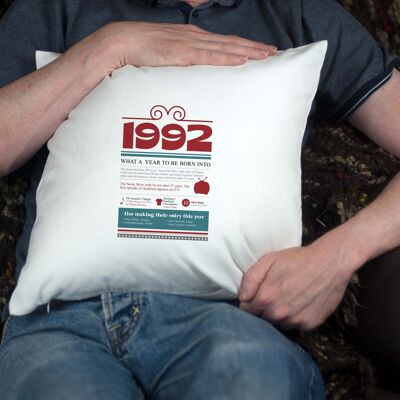 30th Birthday Gift Retro History for 1992 Cushion