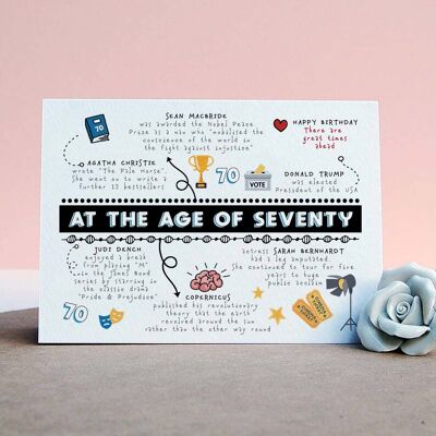 70th birthday card with achievements of 70 year olds