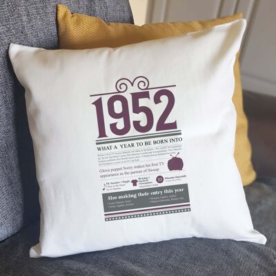 70th Birthday Gift Cushion History for 1952