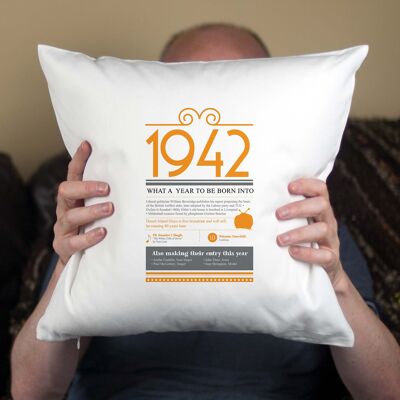 80th Birthday Gift Retro History for 1942 Cushion