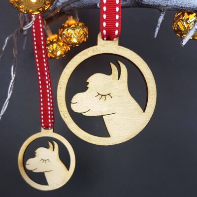 Alpaca Wooden Christmas Decoration (pack of 4)