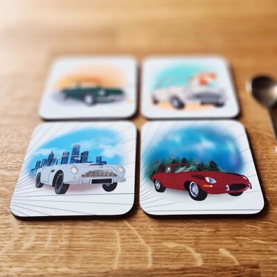 Set Of Four Classic Car Coasters