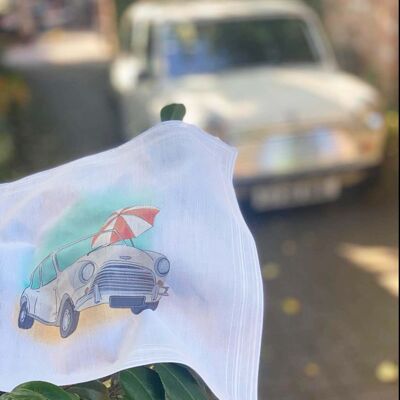 Set Of Four Handkerchiefs With Classic British Cars