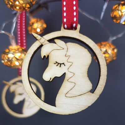 Unicorn Wooden Christmas Decoration (pack of 4)