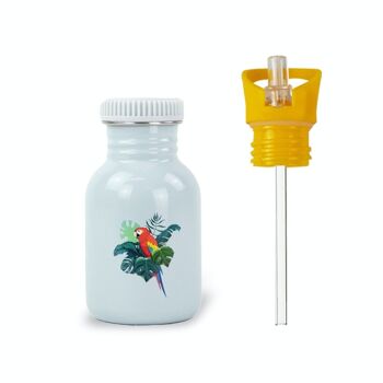 Gourde inox enfant 350ml Perroquet & le bouchon avec sa paille intégrée