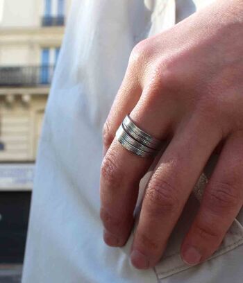 Bague large à filaments Rita Argent | Bijoux faits main en France 2
