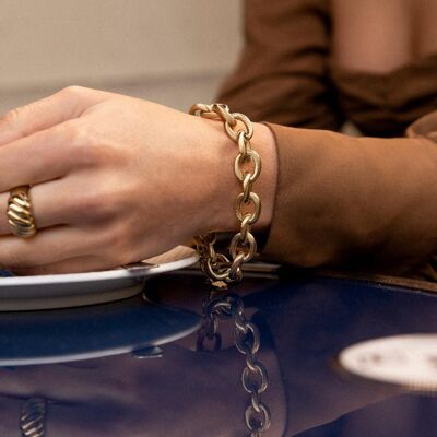Rita Gold Wide Chain Bracelet | Handmade jewelry in France