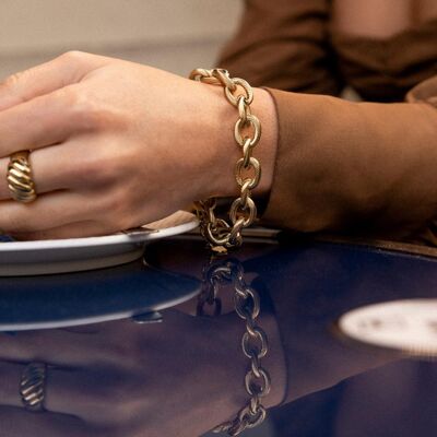 Rita Gold breites Kettenarmband | Handgemachter Schmuck in Frankreich