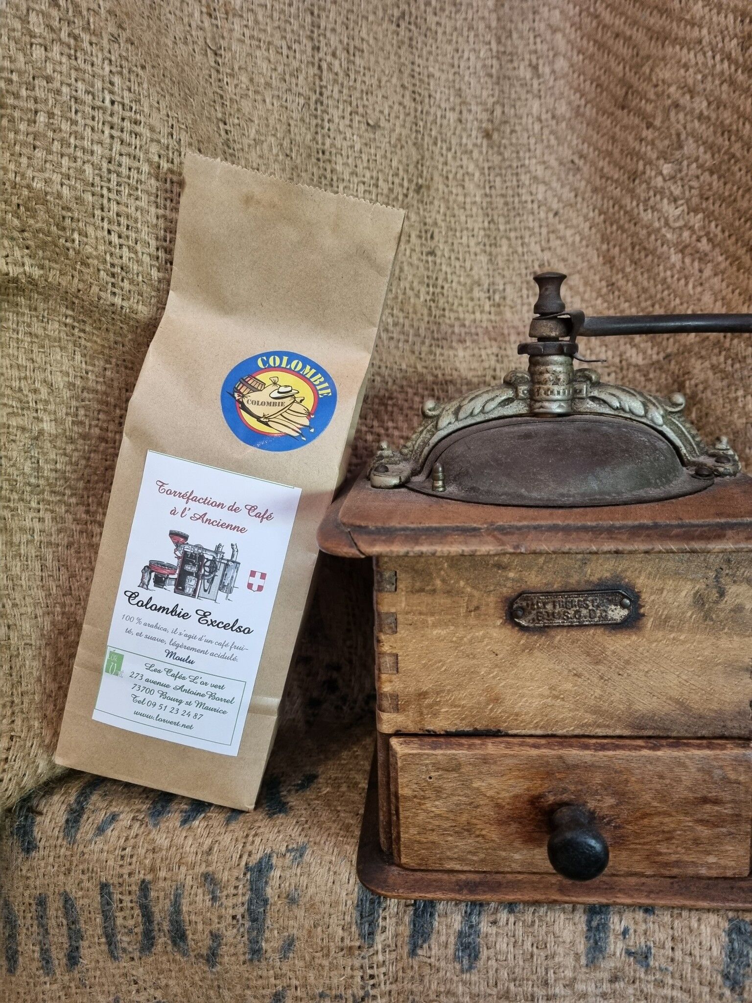 Café Colombie Excelso - contenant de 250 gr en Grains