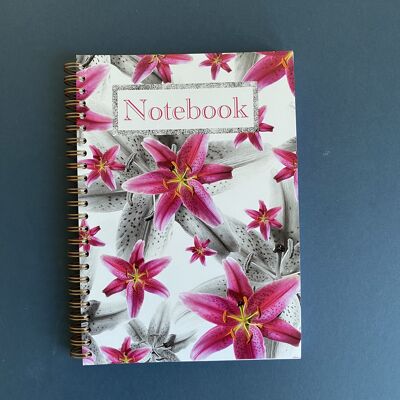 Notebook - Pink Lily A5 notebook with 75 blank pages