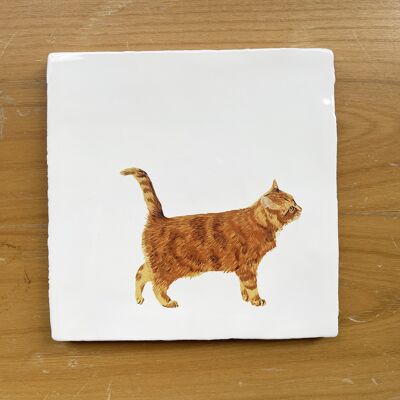Red Cat- Vintage Style Tile