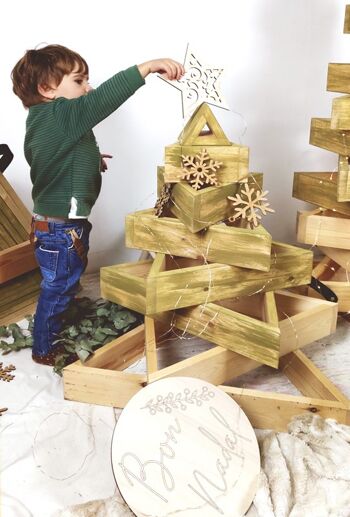 Sapin de Noël pliant en bois, TROIS